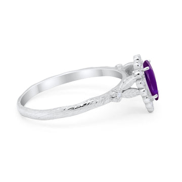 Teardrop Engagement Ring Simulated Amethyst CZ 925 Sterling Silver